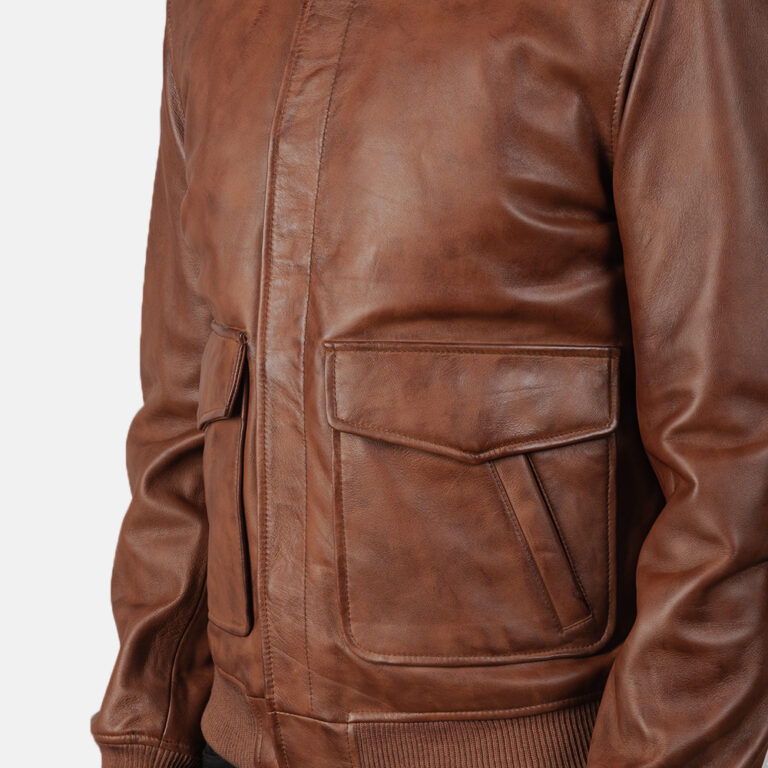 Mens Coffmen Brown Leather Bomber Jacket6239-9-1568991095692
